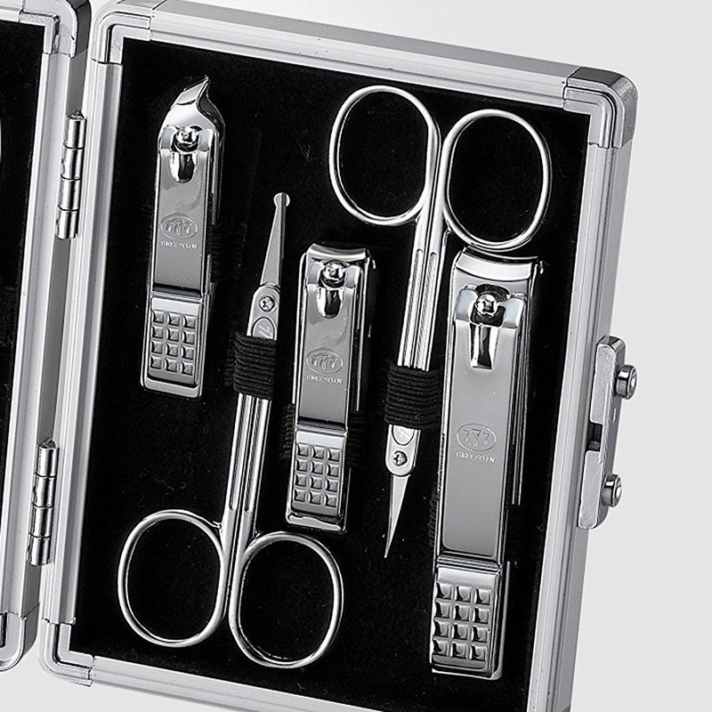 Three Seven (777) World No.1 THREE SEVEN 777 Manicure Pedicure All-in-One Grooming Kit - Nail Clippers (11 PC, TS-16000VC) Hard Case International Version (Silver) - Image 4